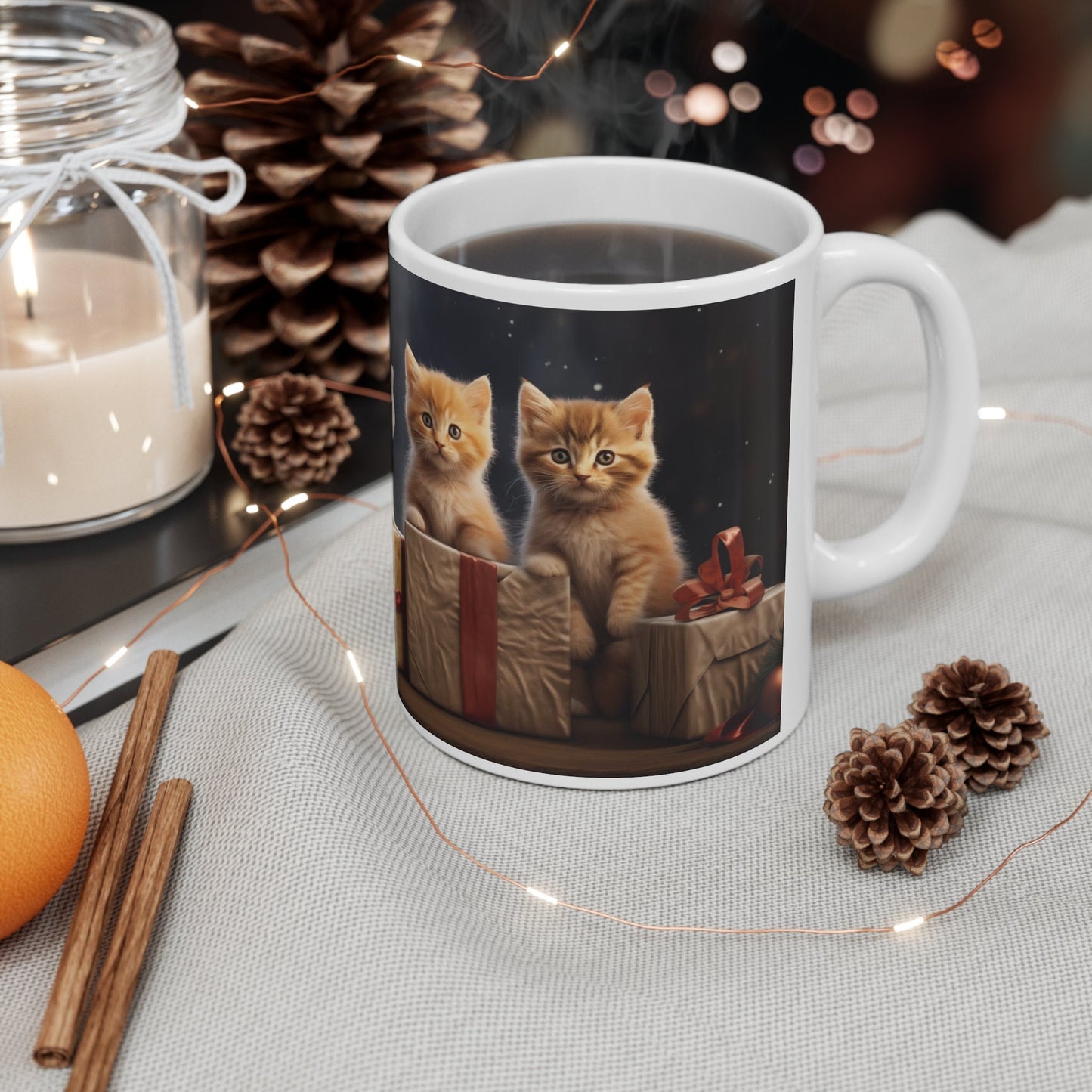 Cute Christmas Kittens Ceramic Mug